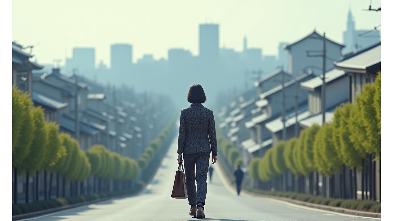 日本の美しい着物柄と現代的なストリートファッションが融合したイメージ