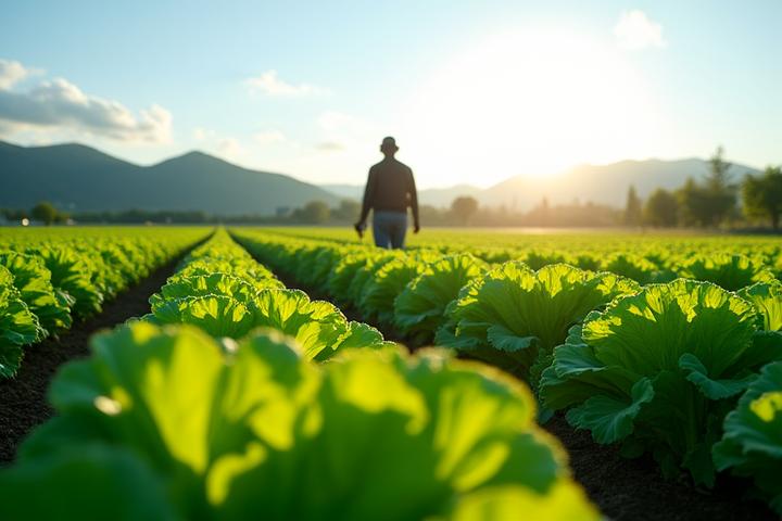 豊かな有機農場の風景