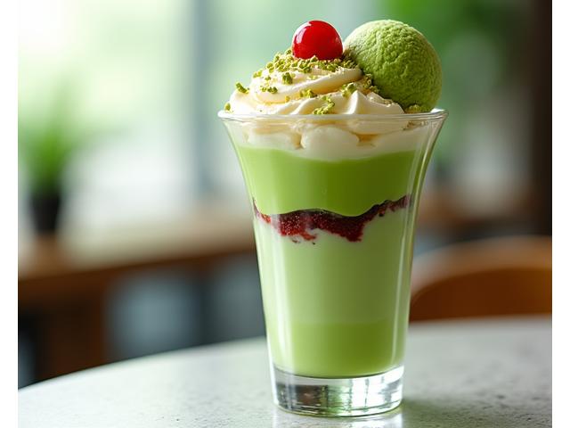 抹茶のパフェ、和と洋の美しい融合