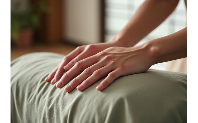 指圧や鍼灸を受ける人の安らかな表情