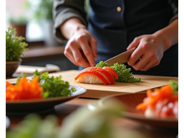 和食を丁寧に調理する手元