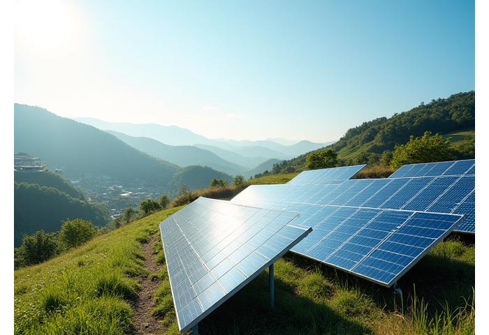 日本の美しい太陽光発電設備と風景