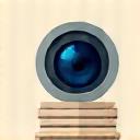 監視カメラと履歴を表すアイコン、日本風の背景